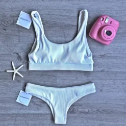 Bikini Bottoms Cheeky Bikini Bottom – White Ribbed<Kulani Kinis Discount
