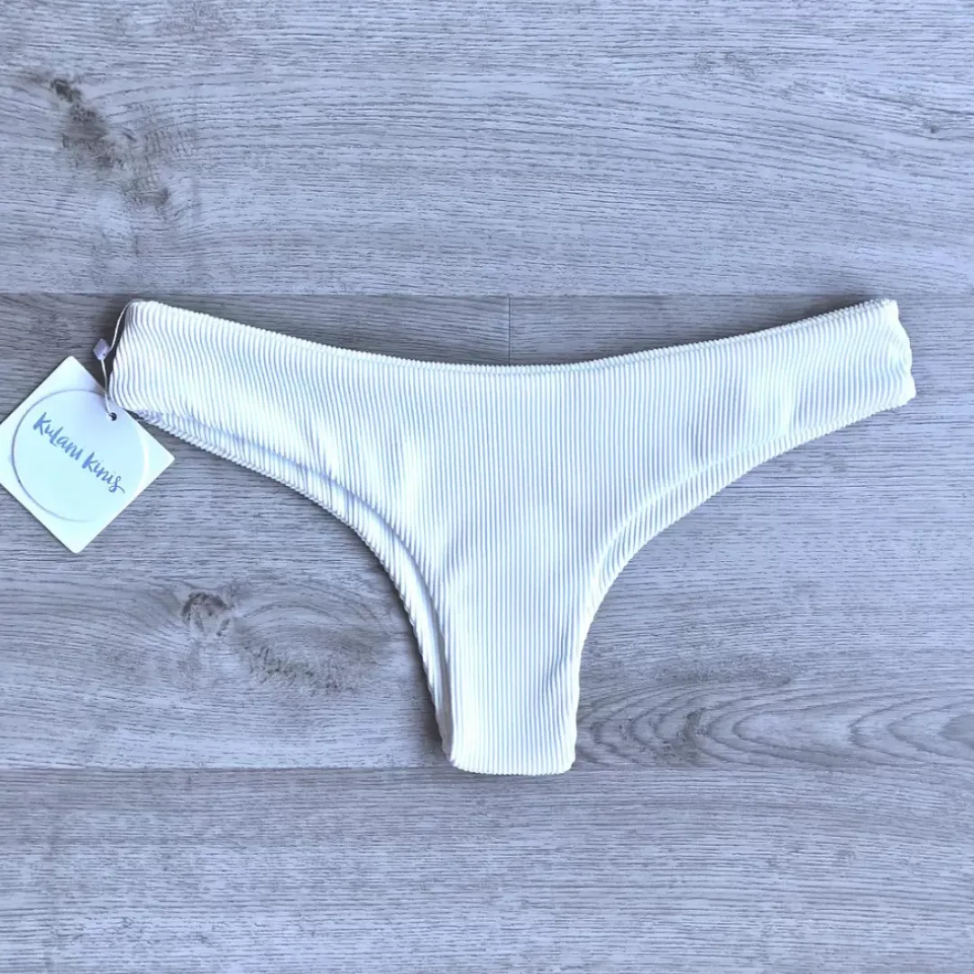 Bikini Bottoms Cheeky Bikini Bottom – White Ribbed<Kulani Kinis Discount