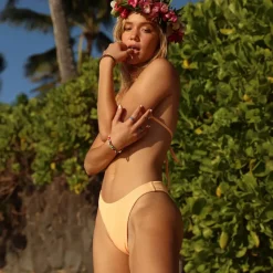 Bikini Bottoms High Leg Vintage Bikini Bottom – Mango Ribbed<Kulani Kinis Store