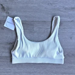 Bikini Tops Long Crop Bikini Top – White Ribbed<Kulani Kinis Discount