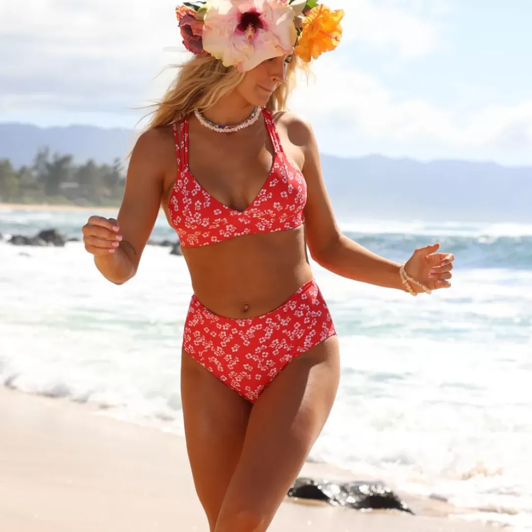 Bikini Tops Triangle Cross Back Bikini Top – Aloha Punch<Kulani Kinis Cheap