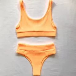 Bikini Tops Long Crop Bikini Top – Mango Ribbed<Kulani Kinis Best
