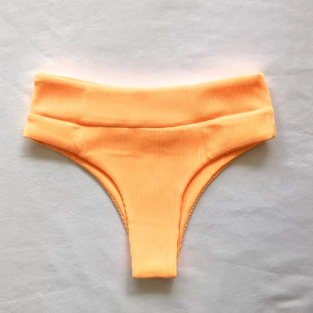 High Waist Cheeky Bikini Bottom – Mango Ribbed<Kulani Kinis Online