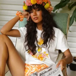 Hula Girl Crop Tee Shirt – Shell White<Kulani Kinis Cheap