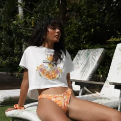 Hula Girl Crop Tee Shirt – Shell White<Kulani Kinis Cheap
