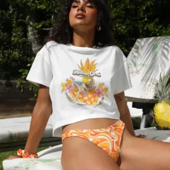 Hula Girl Crop Tee Shirt – Shell White<Kulani Kinis Cheap