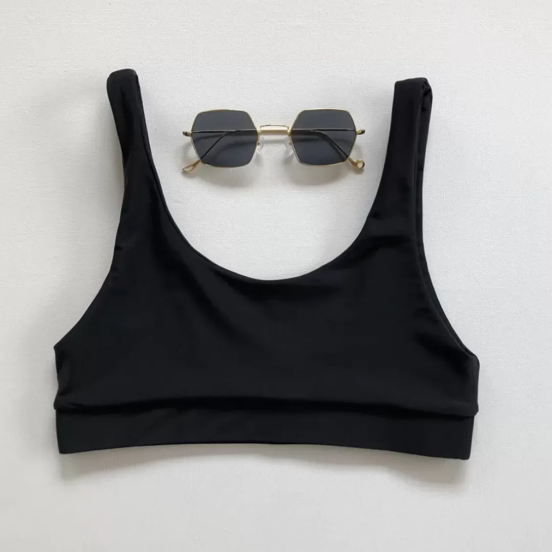 Long Crop Bikini Top – Pitch Black<Kulani Kinis Store