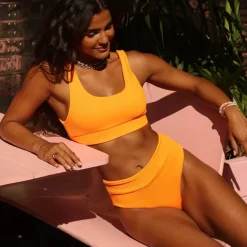 Long Crop Bikini Top – Papaya Ribbed<Kulani Kinis Fashion