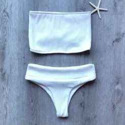 Long Tube Bikini Top – White Ribbed Bikini Tops<Kulani Kinis Cheap
