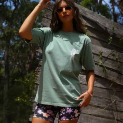 Mermaid Meadows Boyfriend Tee – Sage Green<Kulani Kinis Best Sale