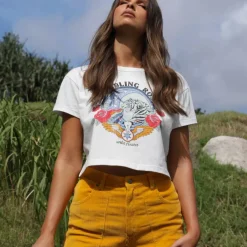 Rambling Rose Crop Tee Shirt – Shell White New Arrivals<Kulani Kinis Fashion