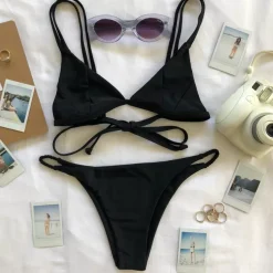Scoop Triangle Bikini Top – Pitch Black<Kulani Kinis Hot