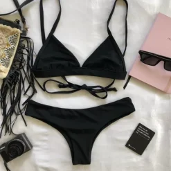 Triangle Bikini Top – Pitch Black Bikini Tops<Kulani Kinis Online