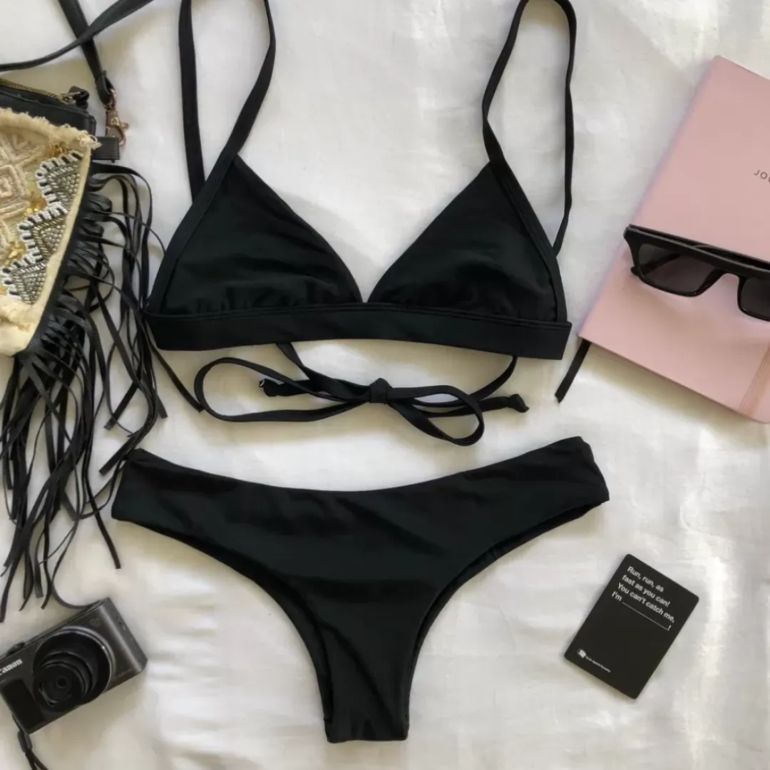 Triangle Bikini Top – Pitch Black Bikini Tops<Kulani Kinis Online