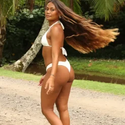 Y Cheeky Bikini Bottom – White Ribbed<Kulani Kinis Best